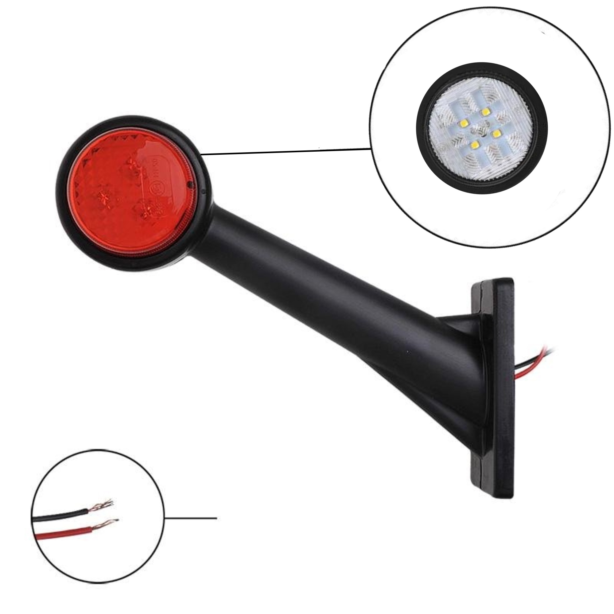 Pro Plus Breedtelicht - 166 x 193 mm - 12 & 24 Volt - LED - Rood en Wit - Links - blister