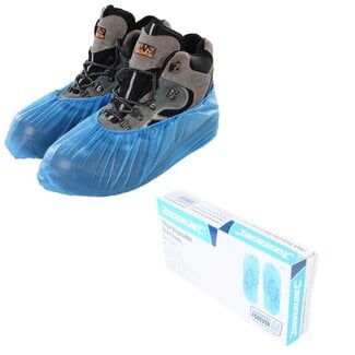 Wegwerp overschoenen - polyethyleen - hygienisch - universele maat - blauw - 100 stuks - voor spa en zwembad