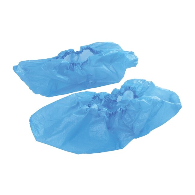 Silverline Wegwerp overschoenen - polyethyleen - hygienisch - universele maat - blauw - 100 stuks - voor spa en zwembad
