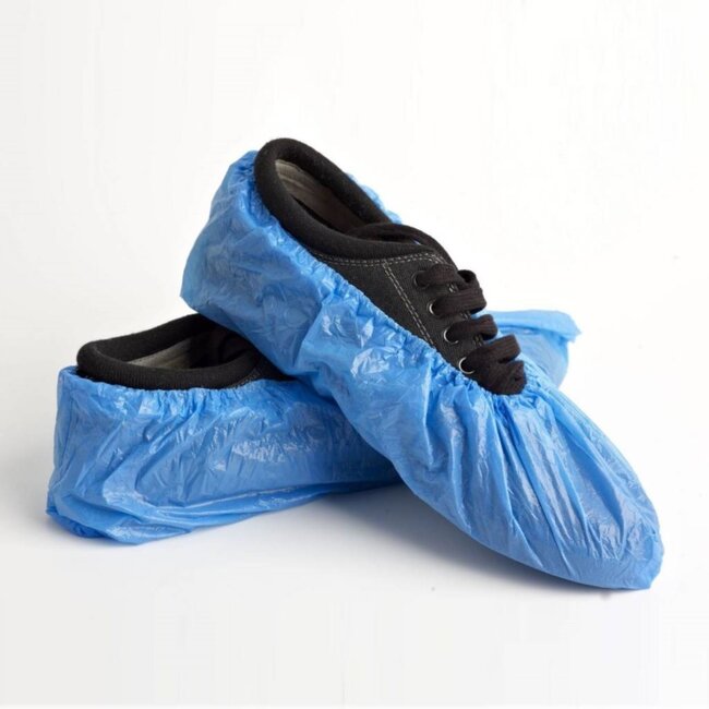Silverline Wegwerp overschoenen - polyethyleen - hygienisch - universele maat - blauw - 100 stuks - voor spa en zwembad