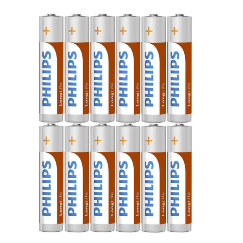 Philips Longlife - Zink Batterijen - AAA - 12 stuks Philips Longlife - Zink Batterijen - AAA - 12 stuks
