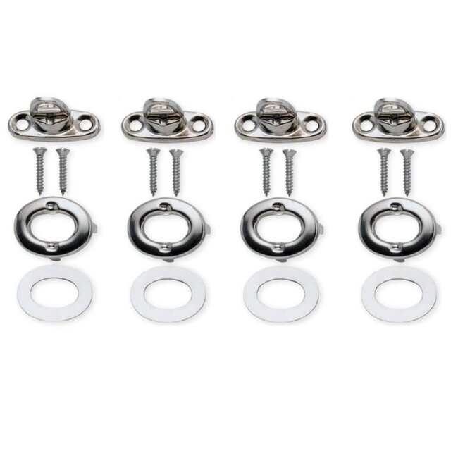 Seilflechter Tourniquet sluiting set - extra sterk - 33 mm - 4 stuks - zilver