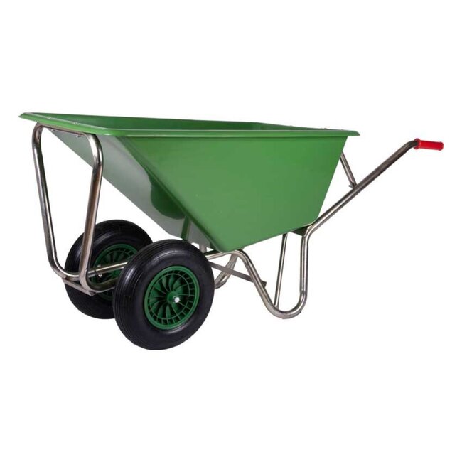 Tarsus Kruiwagen met Dubbel Luchtwiel Stal Eco Groen 160 liter