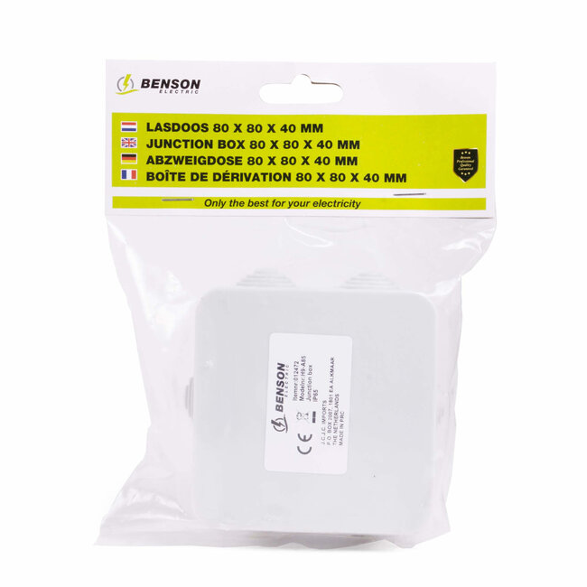 Benson Lasdoos - IP65 - 6 invoerpunten - 80 x 80 x 40 mm - Grijs