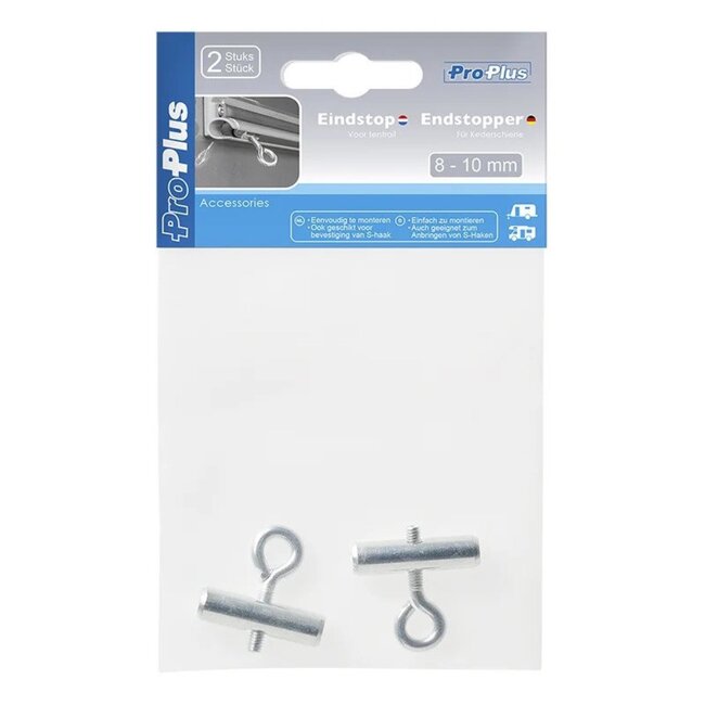 ProPlus Eindstop voor tentrail - Ø 8-10 mm - multifunctioneel - 2 stuks