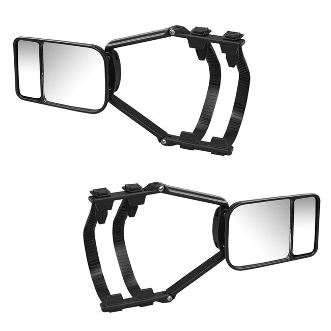 ProPlus Universele caravanspiegel - geïntegreerde dodehoekspiegel - elastische montage - set van 2 - zwart