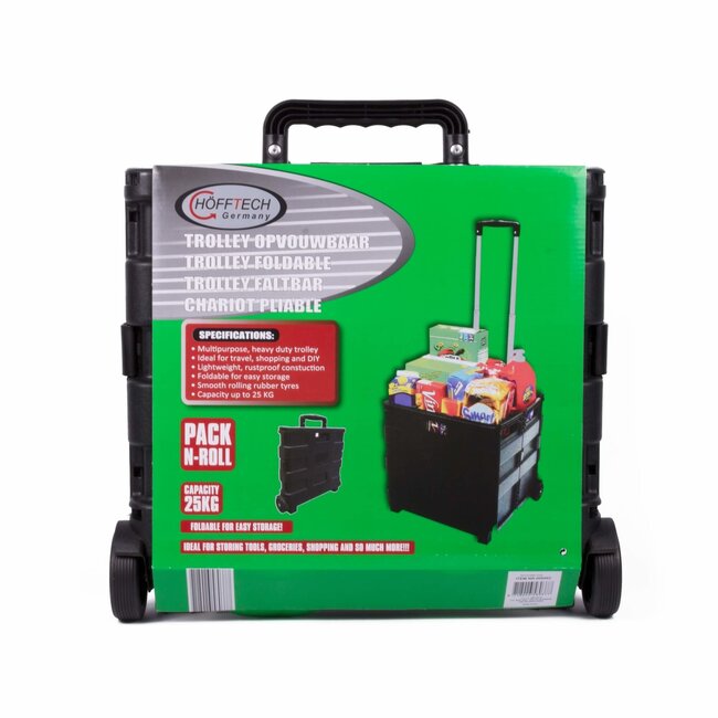 Hofftech Opvouwbare trolley - groot formaat - telescopisch handvat - max. 25 kg - licht rollende wieltjes