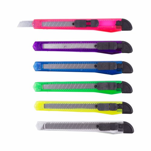 Benson Stanleymes - Afbreekmes - Snijmes - 9 mm - Kleur - 6 stuks Benson Stanleymes - Afbreekmes - Snijmes - 9 mm - Kleur - 6 stuks