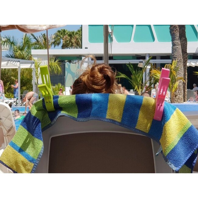 Benson Grote knijpers voor badlakens - set van 4 - kleurrijk - ideaal voor strandstoelen