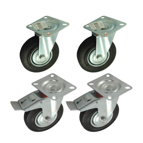 Tarsus 4 Zwenkwielen Transportwielen - Ø 125 mm - 2 x met Rem - 2 x Zonder Rem Tarsus 4 Zwenkwielen Transportwielen - Ø 125 mm - 2 x met Rem - 2 x Zonder Rem