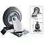 Benson Set van 4 transportwielen - 100 mm - zwenkwiel met rem en bokwiel - rubberen band - stalen velg