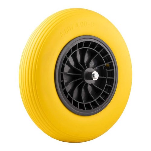 Tarsus Anti Lek Kruiwagenwiel 4.80 / 4.00-8 Massief - Geel PU Wiel Tarsus Anti Lek Kruiwagenwiel 4.80 / 4.00-8 Massief - Geel PU Wiel