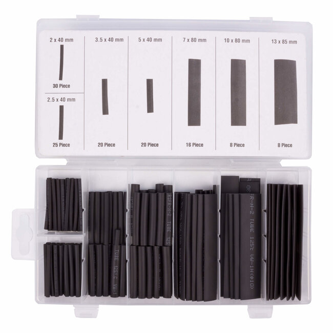 Benson 127-delige krimpkousenset - zeven maten - zwart - 600V - 125°C