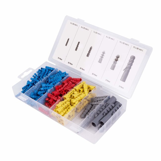 Benson Pluggen Set - Assortimentsbox - 220-delig - Ø 5 t/m 12 mm - Kleurgesorteerd