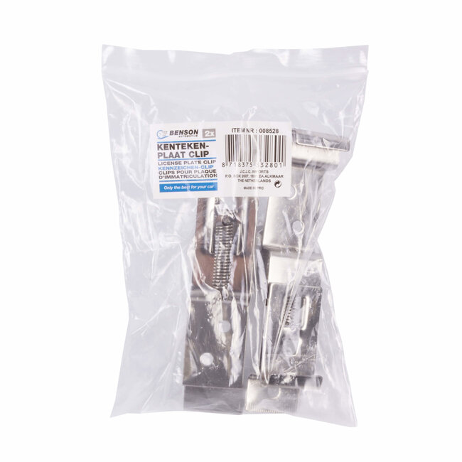 Benson Stevige RVS kentekenplaatklemmen - Set van 2 - Roestbestendig en duurzaam
