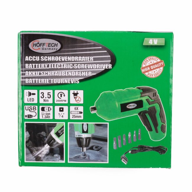 Hofftech Draadloze accuboormachine - 3.6V - Li-Ion - LED-verlichting - Antislip handvat