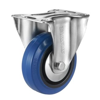 Tarsus Bokwiel 125 mm - Slijtvast Rubber - 150 kg Draagvermogen - Blauw