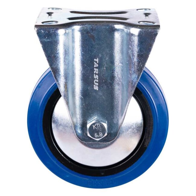 Tarsus Bokwiel 125 mm - Slijtvast Rubber - 150 kg Draagvermogen - Blauw