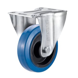 Tarsus Bokwiel 200 mm - Slijtvast Rubber - 280 kg Draagvermogen - Blauw