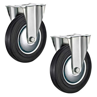 Tarsus Bokwiel 200 mm - Slijtvast Rubber - Draagvermogen 205 kg - Set van 2