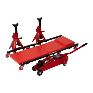 Topgear Complete garageset - Ligkar met kussen - Garagekrik 2 ton - Assteunen 2 ton