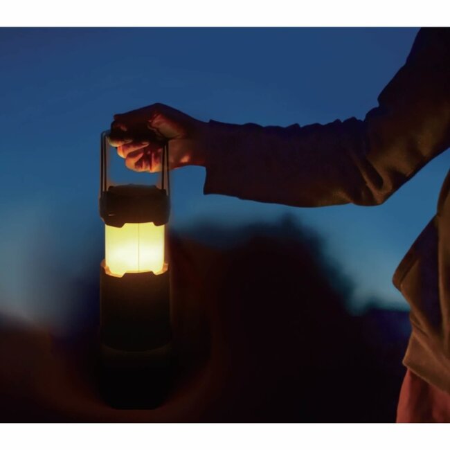 Benson Campinglamp - Flame effect - 2 in 1 - Ø 87 x 182 mm - Met dimmer en draagbeugel