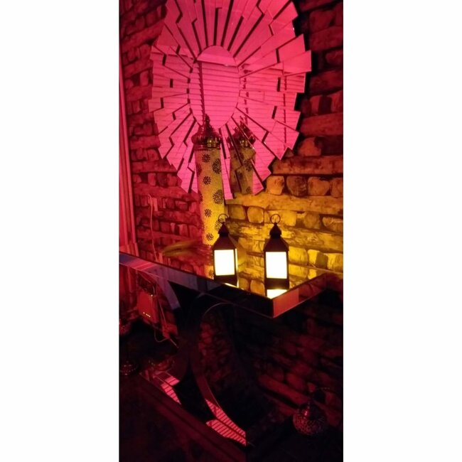 Benson Lantaarn met realistisch vlammen-effect - 24 LED's - 10,5 x 24 cm - zwart