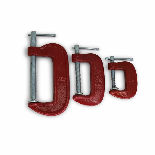 Benson G-Klem Set - Hout & Metaal - Sterk Gietijzer - 25, 50, 75 mm - 3-delig