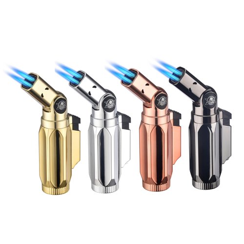 Prof Aansteker - Stormaansteker - 4 Blue Flames - Zwart, Goud, Zilver of Rosé - uit Assorti Prof Aansteker - Stormaansteker - 4 Blue Flames - Zwart, Goud, Zilver of Rosé - uit Assorti