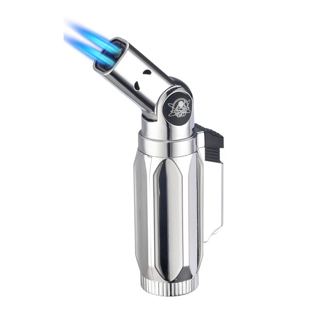 Prof Stormaansteker - 4 blauwe vlammen - navulbaar - kinderbeveiliging - zwart/goud/zilver/rosé