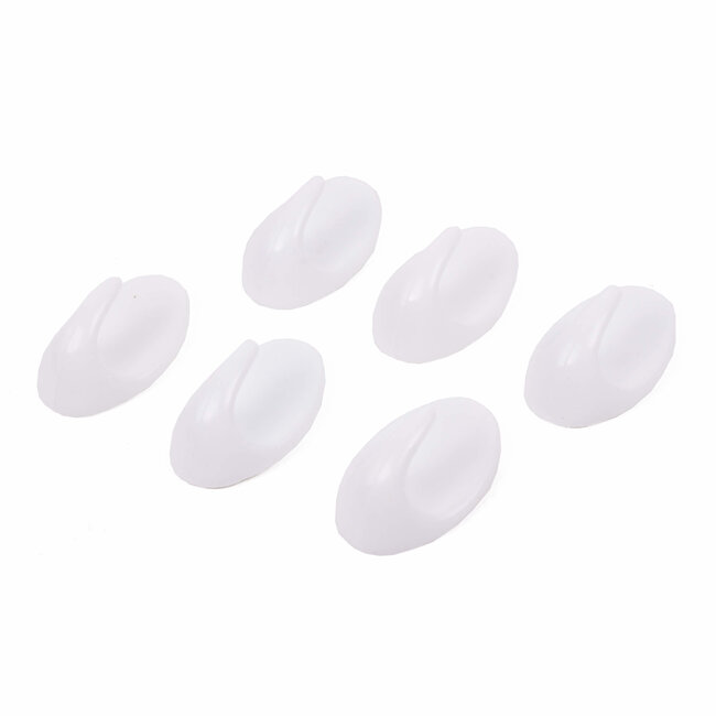 Benson Zelfklevende handdoekhaken - wit - ovaal - 6 stuks