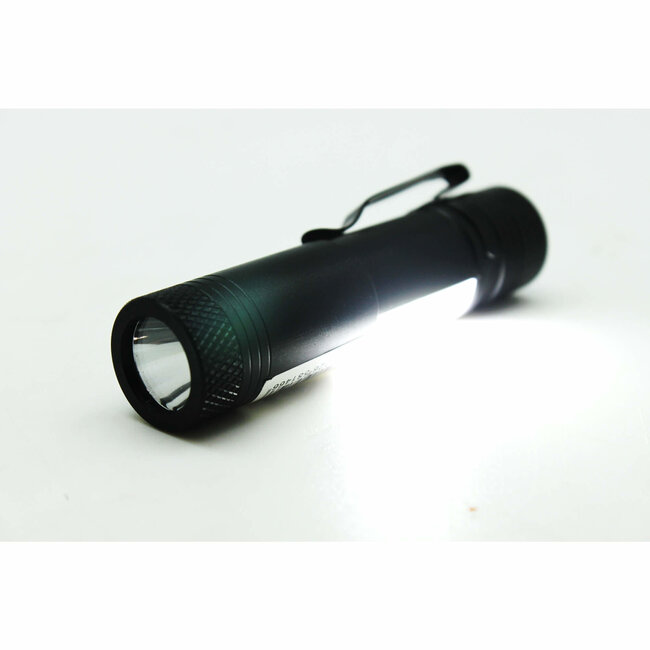 Hofftech Mini zaklamp met clip - LED + COB - 240 lumen - zwart - 92 mm