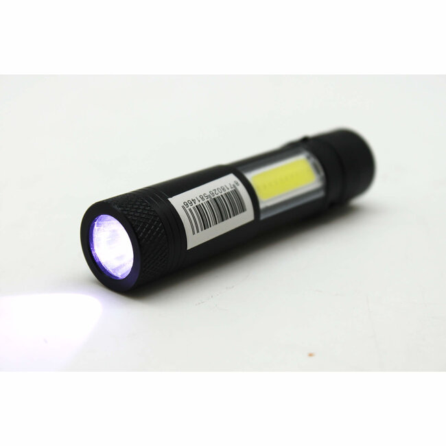 Hofftech Mini zaklamp met clip - LED + COB - 240 lumen - zwart - 92 mm