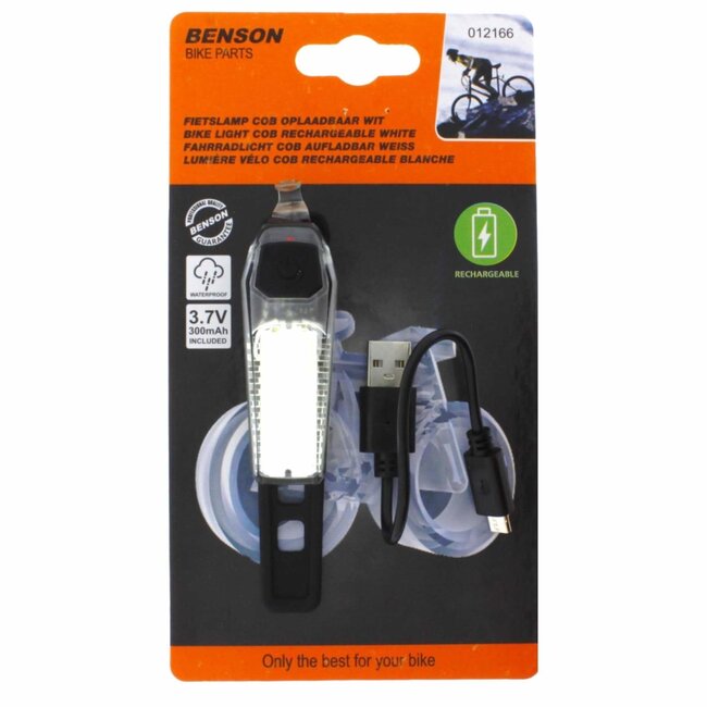 Benson Fietslamp - USB oplaadbaar - COB LED - 80 lumen - Wit