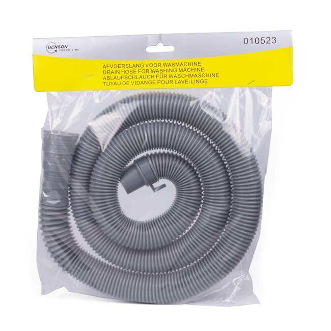 Benson Afvoerslang wasmachine - flexibel - 150 cm - grijs
