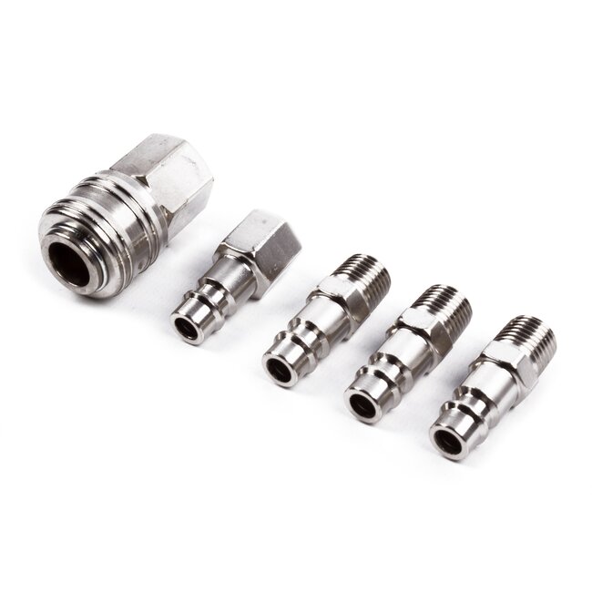 Hofftech Set luchtkoppelingen - 1/4" - 5-delig - voor persluchtsystemen - betrouwbare kwaliteit