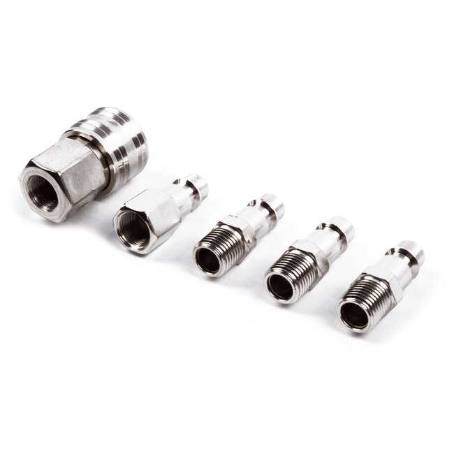 Hofftech Set luchtkoppelingen - 1/4" - 5-delig - voor persluchtsystemen - betrouwbare kwaliteit
