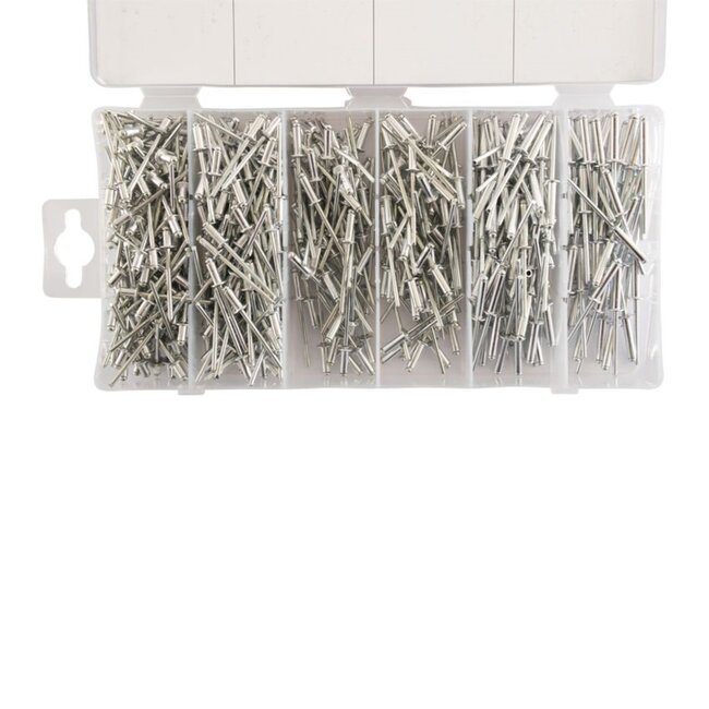 Topgear Blindklinknagels - 500-delige set - Gehard staal en aluminium - Inclusief assortimentsbox