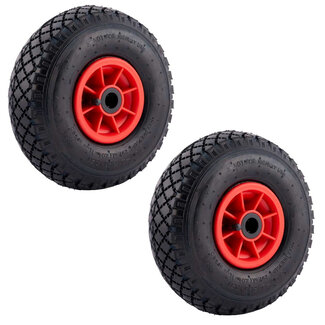 Tarsus Reserve transportwielen - kunststof velg - luchtband - 260 mm - rood - set van 2 - voor steekwagens en kruiwagens
