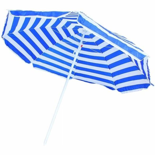 Benson Strandparasol - wit/blauw print - Ø 160 cm - aluminium frame