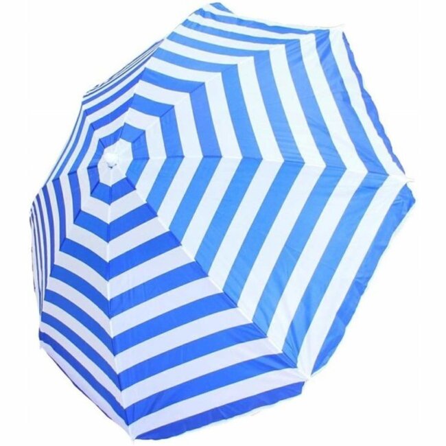 Benson Strandparasol - wit/blauw print - Ø 160 cm - aluminium frame