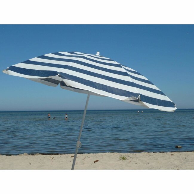 Benson Strandparasol - wit/blauw print - Ø 160 cm - aluminium frame