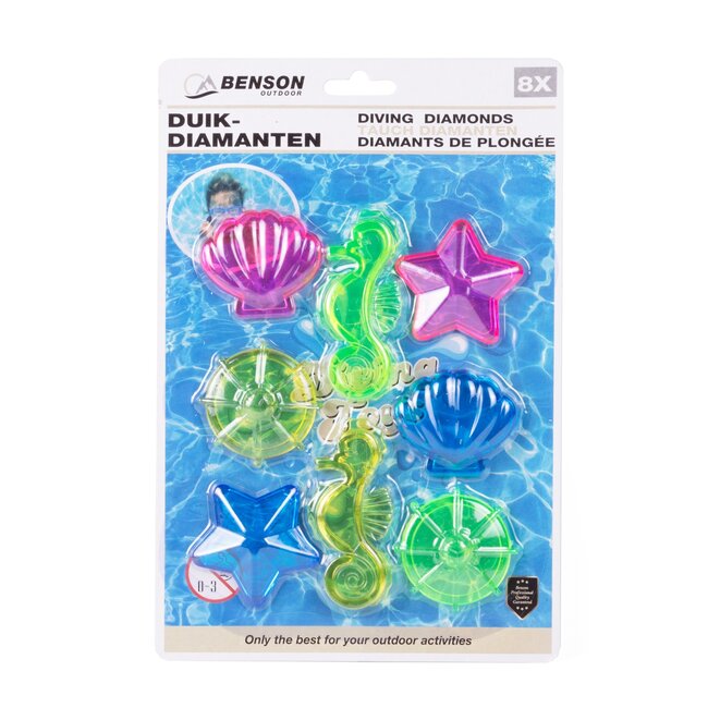 Benson Duikdiamanten - kleurrijk duikspeelgoed - 8 stuks - voor zwemvaardigheden