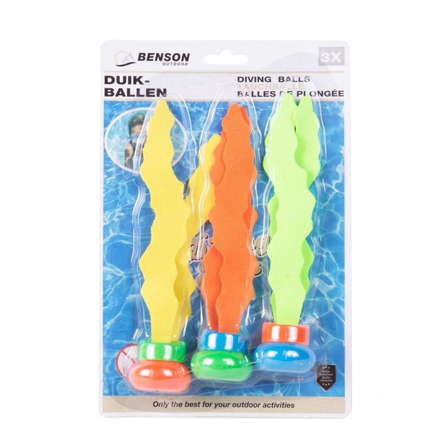 Benson Duikballen set - kleurrijk - zinkend - 3 stuks - kunststof