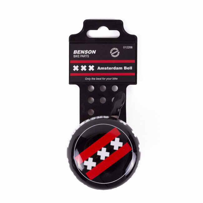 Benson Fietsbel - Ding-Dong geluid - Ø65 mm - Amsterdamse vlag - Zwart