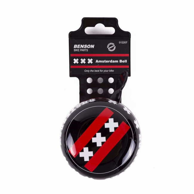Benson Fietsbel - Ding-Dong geluid - Ø80 mm - Zwart met Amsterdamse vlag