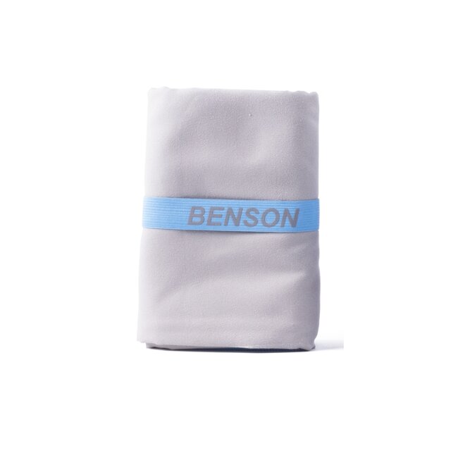 Benson Compacte microvezel handdoek - 80 x 130 cm - sneldrogend - grijs met blauwe bies