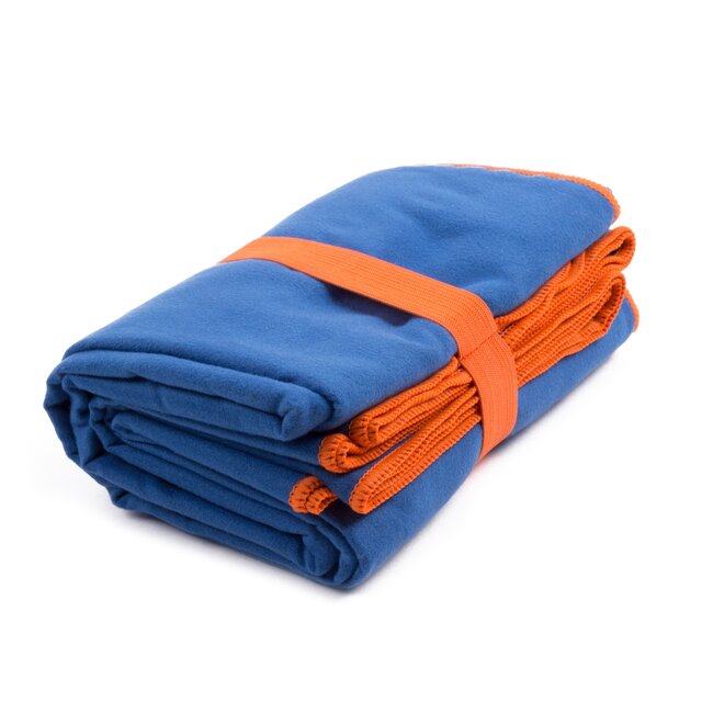 Benson Compacte microvezel handdoek - sneldrogend - 80 x 130 cm - blauw met oranje bies