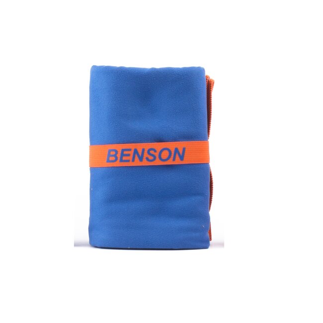 Benson Compacte microvezel handdoek - sneldrogend - 80 x 130 cm - blauw met oranje bies
