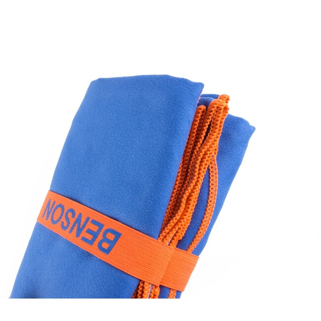 Benson Compacte microvezel handdoek - sneldrogend - 80 x 130 cm - blauw met oranje bies